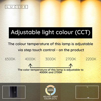 Lucide AARON - Floor reading lamp - LED Dim. - CCT - 1x12W 2700K/4000K - Chrome